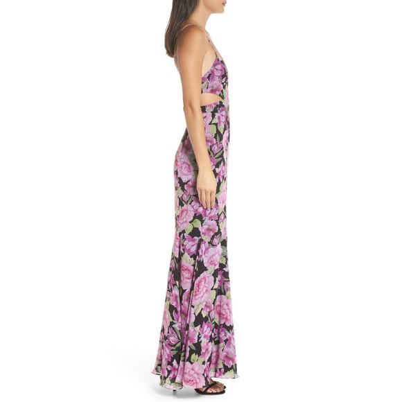 Fame and Partners Dress Womens 6 Sienne Maxi Pink Cutout Waist Floral - Picture 3 of 8